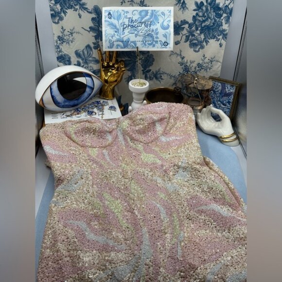 🆕 BRONX & BANCO 🧿 NWOT Dahlia Blush Multi Sequin Maxi Dress - Sz L US 8 - Picture 12 of 15